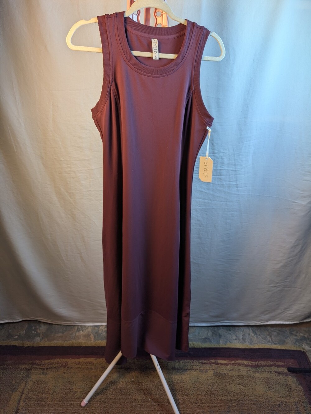 NWT Stylus Sweet Plum Sleeveless Maxi Dress Medium Flared Hem
